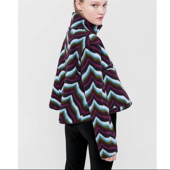 Urban Outfitters Purple Blue Chevron Striped Fleece Popover Babydoll Sweater S - Picture 2 of 9